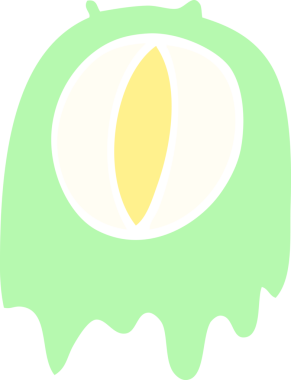 Bir insan tarafından çizilmiş düz renkli karikatür, ürkütücü hayalet.