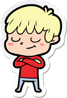 Bir insan tarafından çizilmiş mutlu bir çocuğun çıkartması.