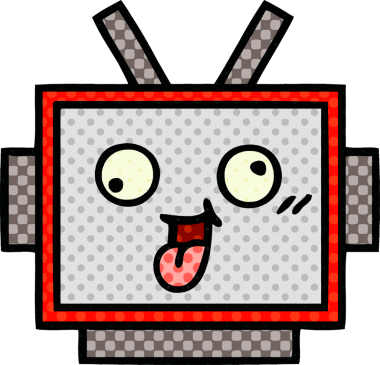 Bir insan tarafından çizilmiş robot kafanın çizgi romanı.