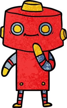 Bir insan tarafından çizilmiş çizgi film robotu