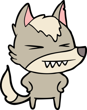 Bir insan tarafından çizilmiş kızgın kurt çizgi filmi.