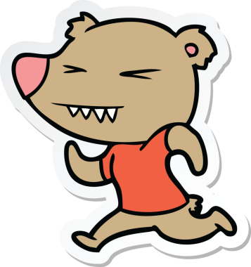 Bir insan tarafından çizilen kızgın ayı çizgi filminin çıkartması.