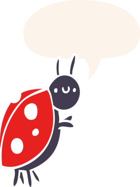 bir insan tarafından çizilmiş eski usul konuşma balonlu uğur böceği çizgi filmi