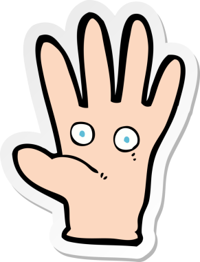 Bir insan tarafından çizilmiş bir karikatür elin çıkartması.