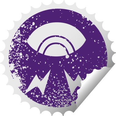 Bir insan tarafından çizilmiş mistik bir gözün çizilmiş dairesel soyma etiketi.