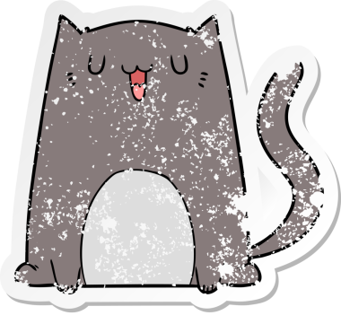 Bir insan tarafından çizilmiş komik bir çizgi film kedisinin sıkıntılı çıkartması.