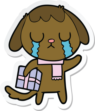 Bir insan tarafından çizilmiş şirin bir köpeğin çıkartması.