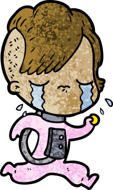 Bir insan tarafından çizilmiş ağlayan bir kız.