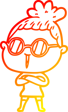 Bir insan tarafından çizilmiş gözlüklü bir karikatür kadın çizimi.