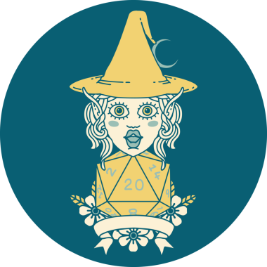 Retro Dövme Biçimli elf karakteri Bir insan tarafından çizilmiş doğal yirmi zar atışıyla