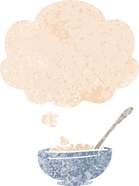 Düşünce baloncuklu çizgi film kasesi grunge sıkıntılı retro dokuma tarzı bir insan tarafından çizilmiş