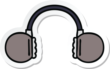 Bir insan tarafından çizilmiş sevimli bir çizgi film kulaklığının çıkartması.