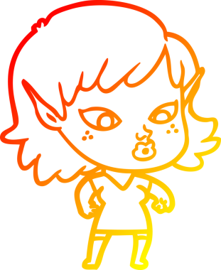 Bir insan tarafından çizilmiş güzel bir elf kızı çizimi.