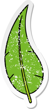 Bir insan tarafından çizilmiş yeşil, uzun bir yaprağın çizilmiş karikatürü.