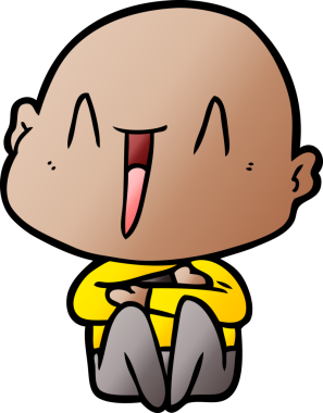 Bir insan tarafından çizilmiş mutlu, kel adam.