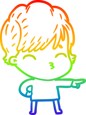 Gökkuşağı gradyan çizgi çizimi Bir insan tarafından çizilmiş bir çizgi kadın