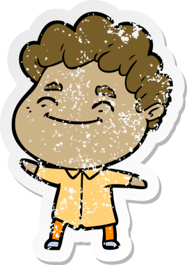 Bir insan tarafından çizilmiş, karikatür dostu bir adamın sıkıntılı çıkartması.