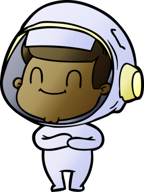 Bir insan tarafından çizilmiş mutlu astronot.