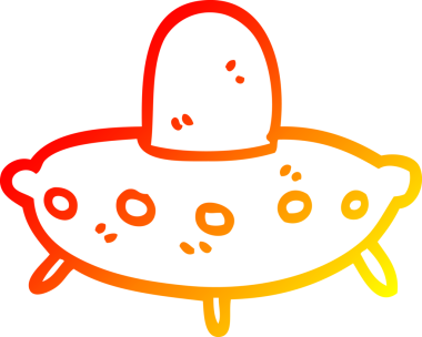 Bir insan tarafından çizilmiş bir uzaylı uzay gemisinin sıcak çizgi çizimi