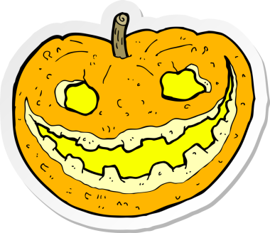 Bir insan tarafından çizilmiş ürkütücü bir balkabağının çıkartması.