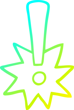 Bir insanın çizdiği karikatür ünlem işaretinin soğuk gradyan çizgisi.