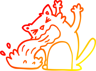 Bir çizgi film kedisinin insan tarafından çizilmiş sıcak çizgi çizgisi.