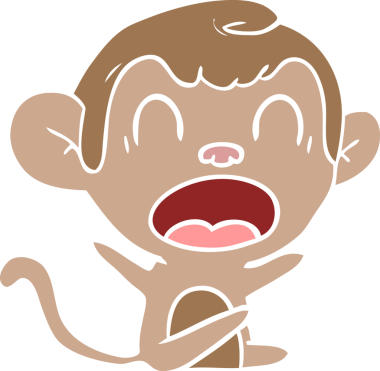 Bir insan tarafından çizilmiş düz renkli çizgi film maymunu