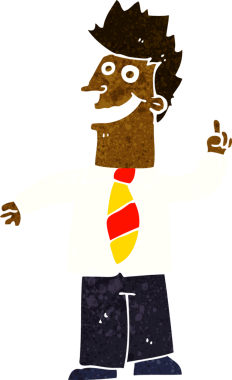 Bir insan tarafından çizilmiş iyi bir fikri olan çizgi film adamı.