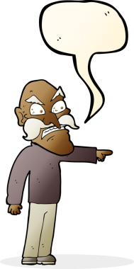 Bir insan tarafından çizilmiş konuşma balonu olan öfkeli yaşlı bir adam.