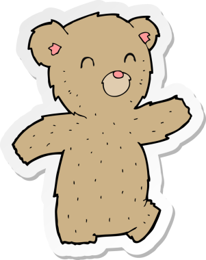 Bir insan tarafından çizilmiş oyuncak ayının çıkartması.