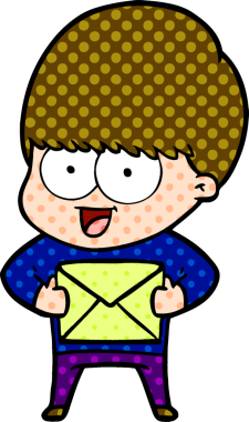 Bir insan tarafından çizilmiş mutlu çizgi film çocuğu.