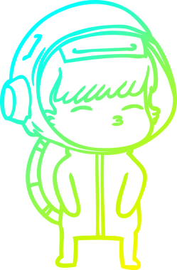 Bir insan tarafından çizilmiş soğuk gradyan çizgi çizimi meraklı bir astronot.