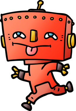 Bir insan tarafından çizilmiş çizgi film robotu