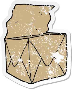 Bir insan tarafından çizilmiş bir karikatür paketinin sıkıntılı etiketi