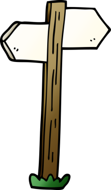 Bir insan tarafından çizilmiş karikatür yön işaretleri.