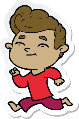 Bir insan tarafından çizilmiş koşu çizgi filmindeki bir adamın çıkartması.