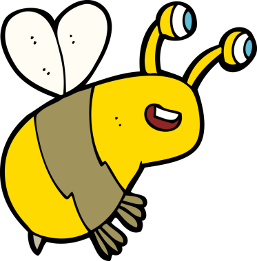 Bir insan tarafından çizilmiş mutlu bir arı.