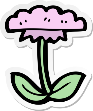 Bir insan tarafından çizilmiş karikatür çiçek sembolü çıkartması.