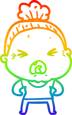 Bir insan tarafından çizilmiş kızgın yaşlı bir kadının çizimi.