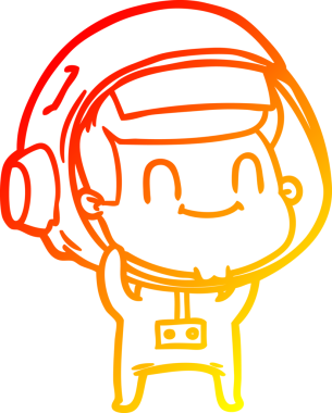 Bir insan tarafından çizilmiş mutlu bir astronot çizgi roman çizimi.