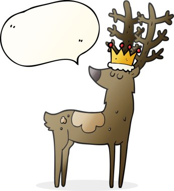 Bir insan tarafından çizilmiş serbest konuşma balonu karikatürü geyik kralı