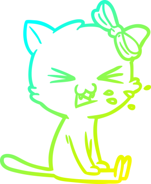 Bir insan tarafından çizilen çizgi film kedisinin soğuk gradyan çizgisi.