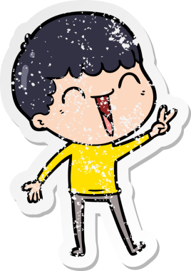 Bir insan tarafından çizilmiş mutlu bir adamın sıkıntılı çıkartması.