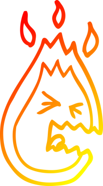 Bir insan tarafından çizilen kızgın ateşin sıcak çizgi çizimi.