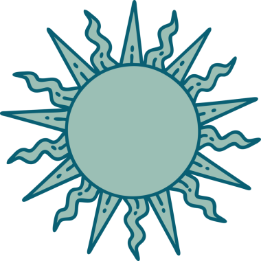 Bir insan tarafından çizilmiş bir güneşin ikonik dövme şekli