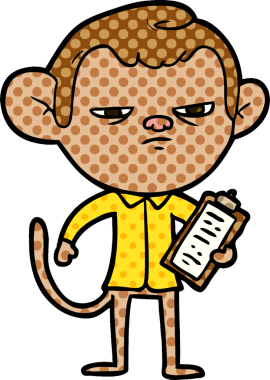 Bir insan tarafından çizilmiş kızgın maymun patron çizgi filmi.