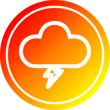 Bir insan tarafından çizilmiş sıcak eğimli fırtına bulutu dairesel simgesi