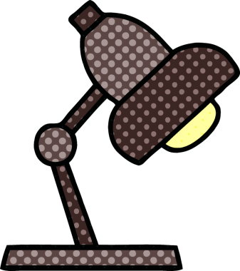 Bir insan tarafından çizilmiş bir masa lambası çizgi filmi.