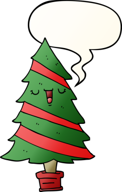 bir insan tarafından çizilmiş, konuşma baloncuklu çizgi film noel ağacı.