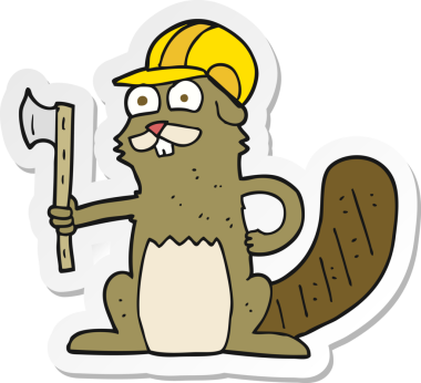 Bir insan tarafından çizilmiş bir kunduzun çıkartması.